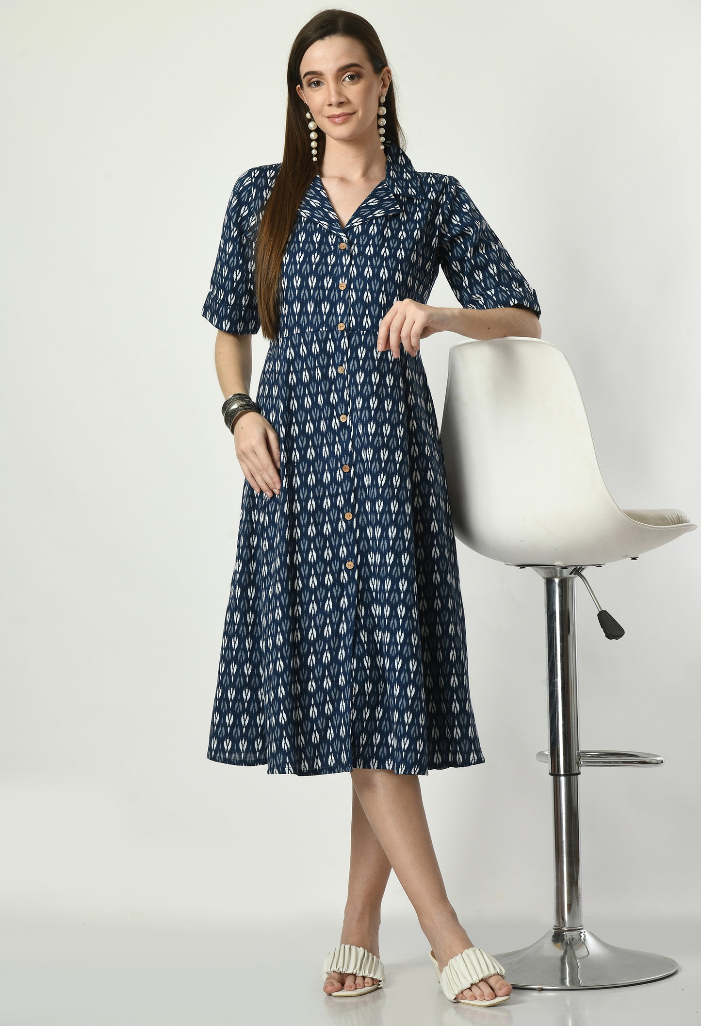 MUARYA Women’s Cotton Blend A-Line Long Dress for Casual & Festive Wear