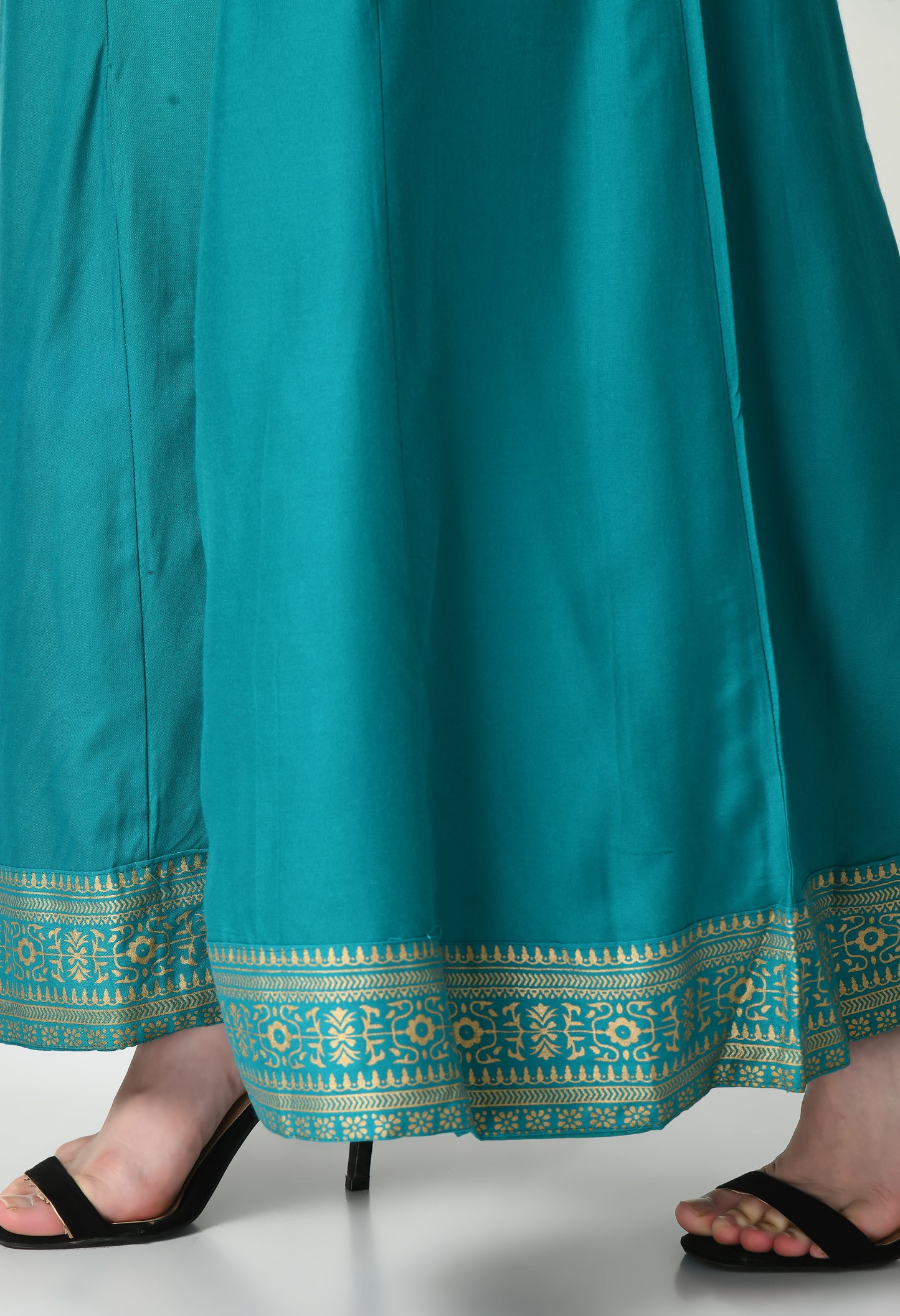 MAURYA Women Solid Rayon Palazzo with Elastic Waist & Lace Hem