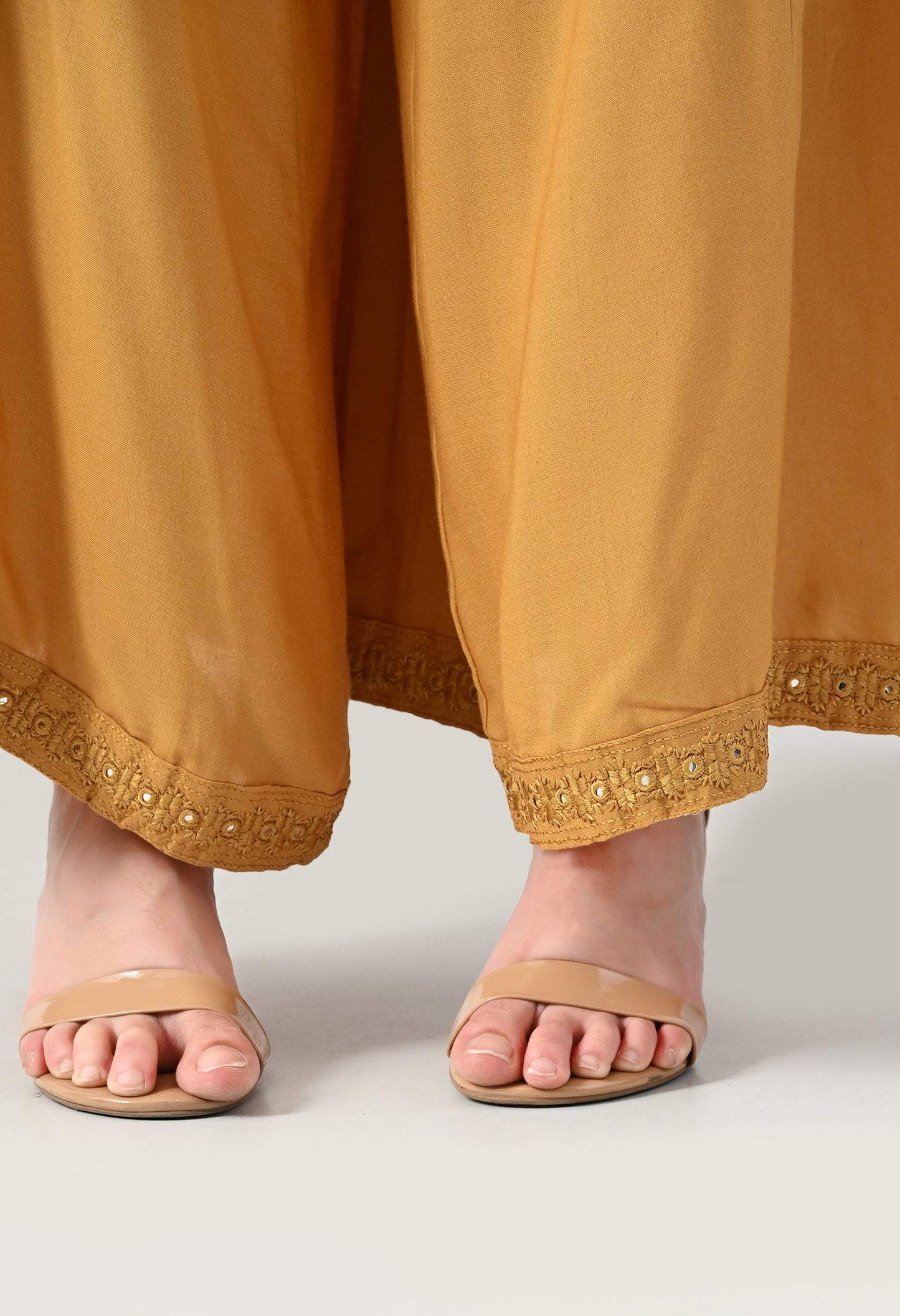 MAURYA Women Solid Rayon Palazzo with Elastic Waist & Lace Hem