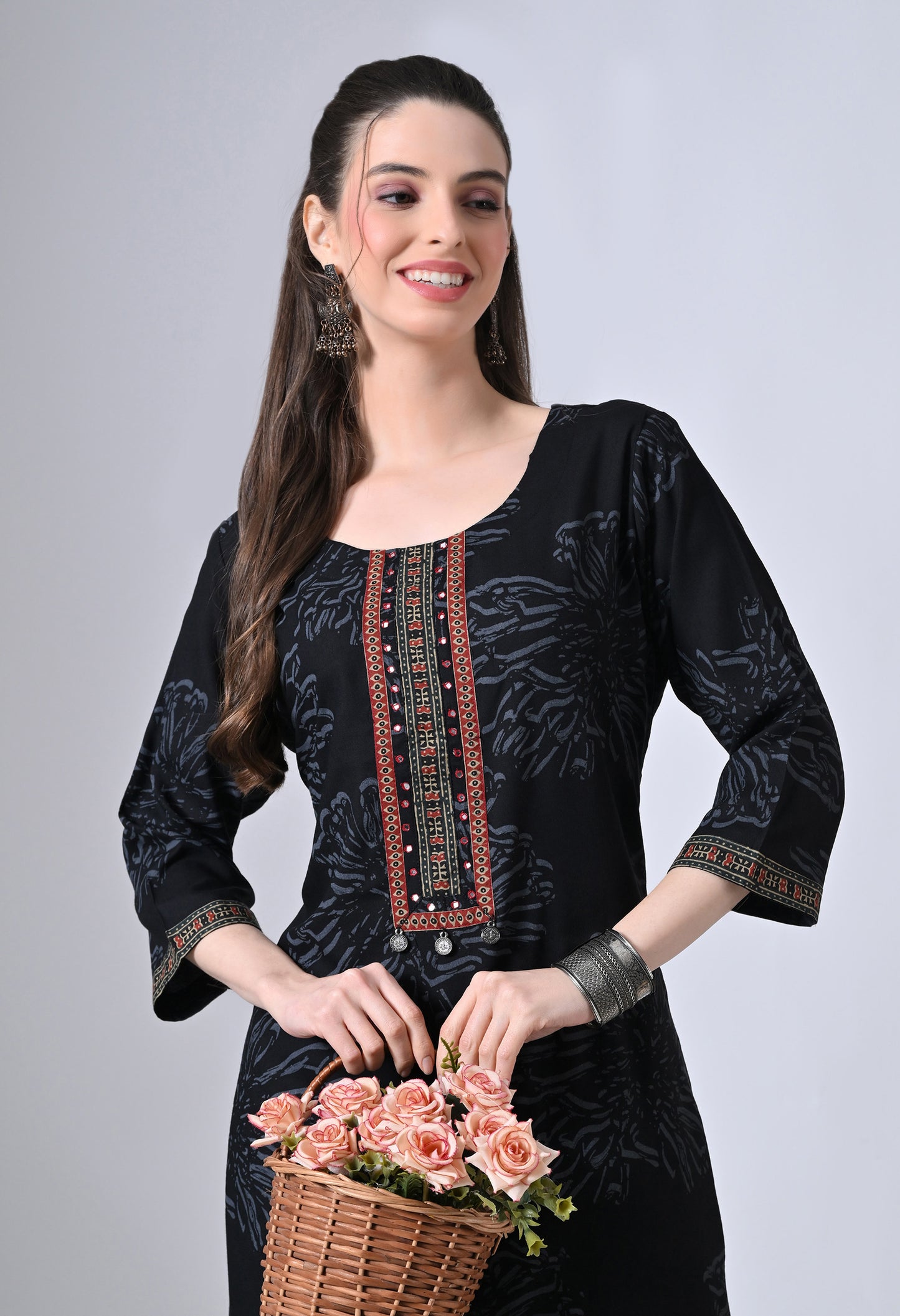 MAURYA Women's Rayon Floral Print Kurti