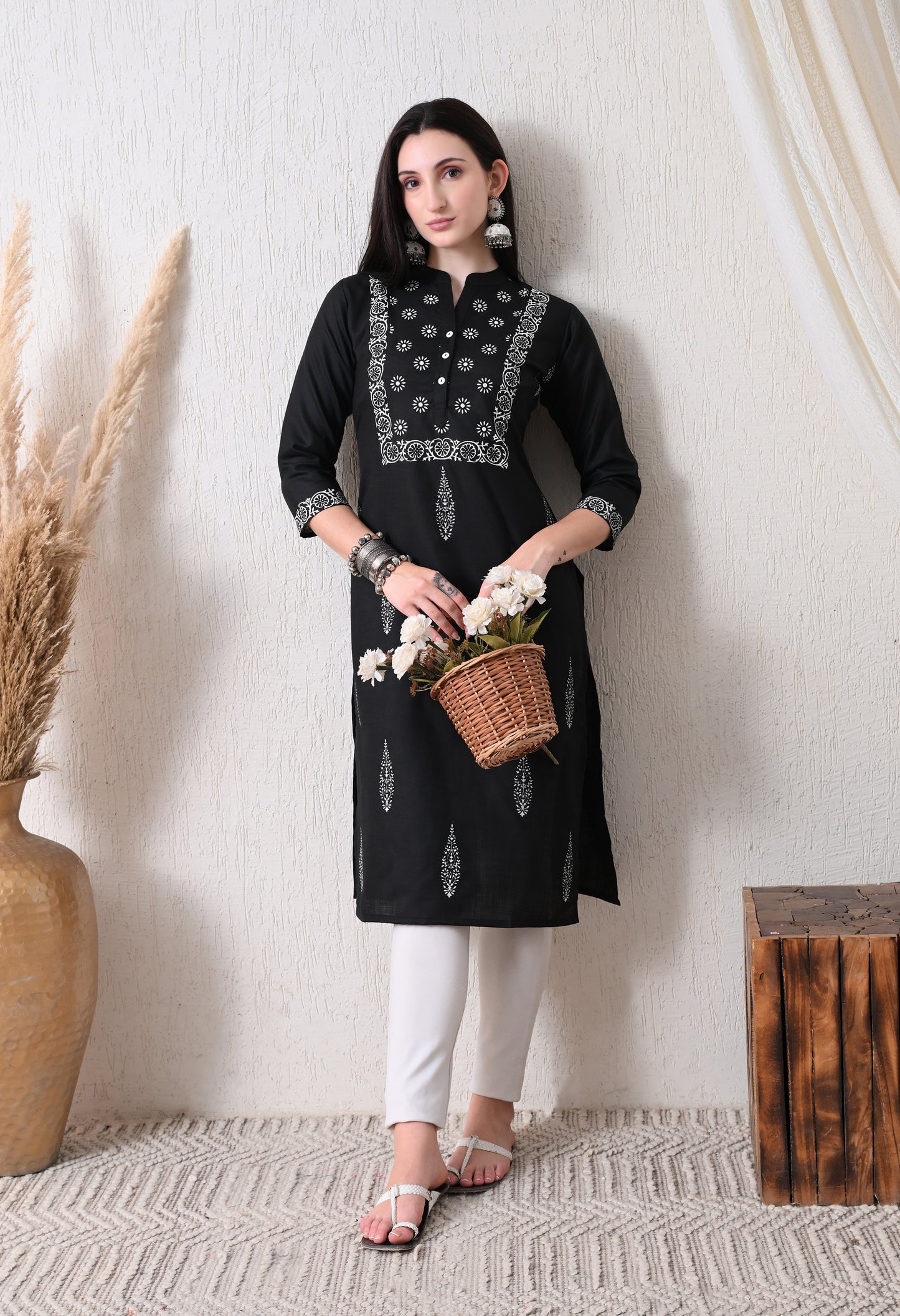 MAURYA Women's Cotton Blend Block Print Kurti