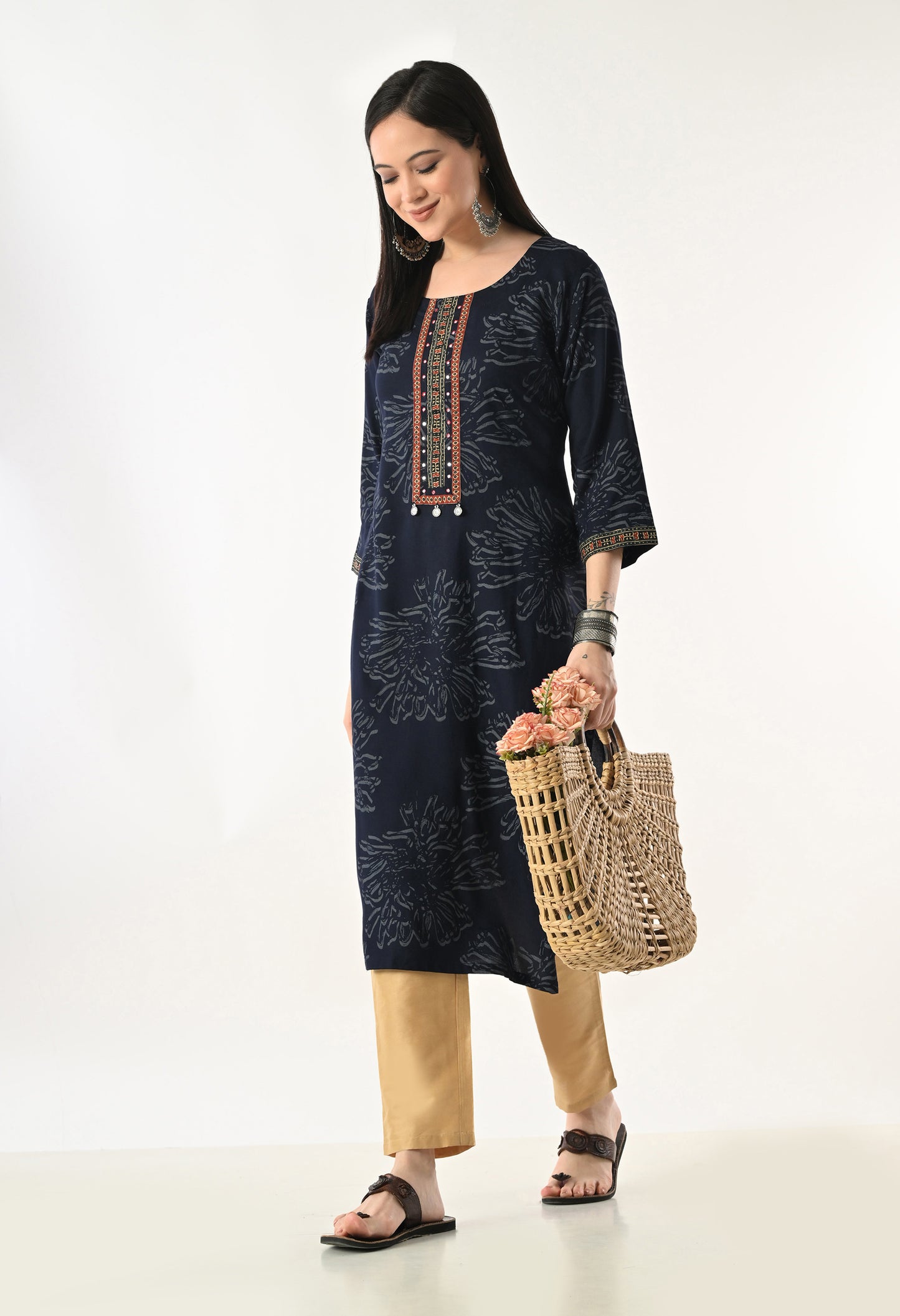 MAURYA Women's Rayon Floral Print Kurti