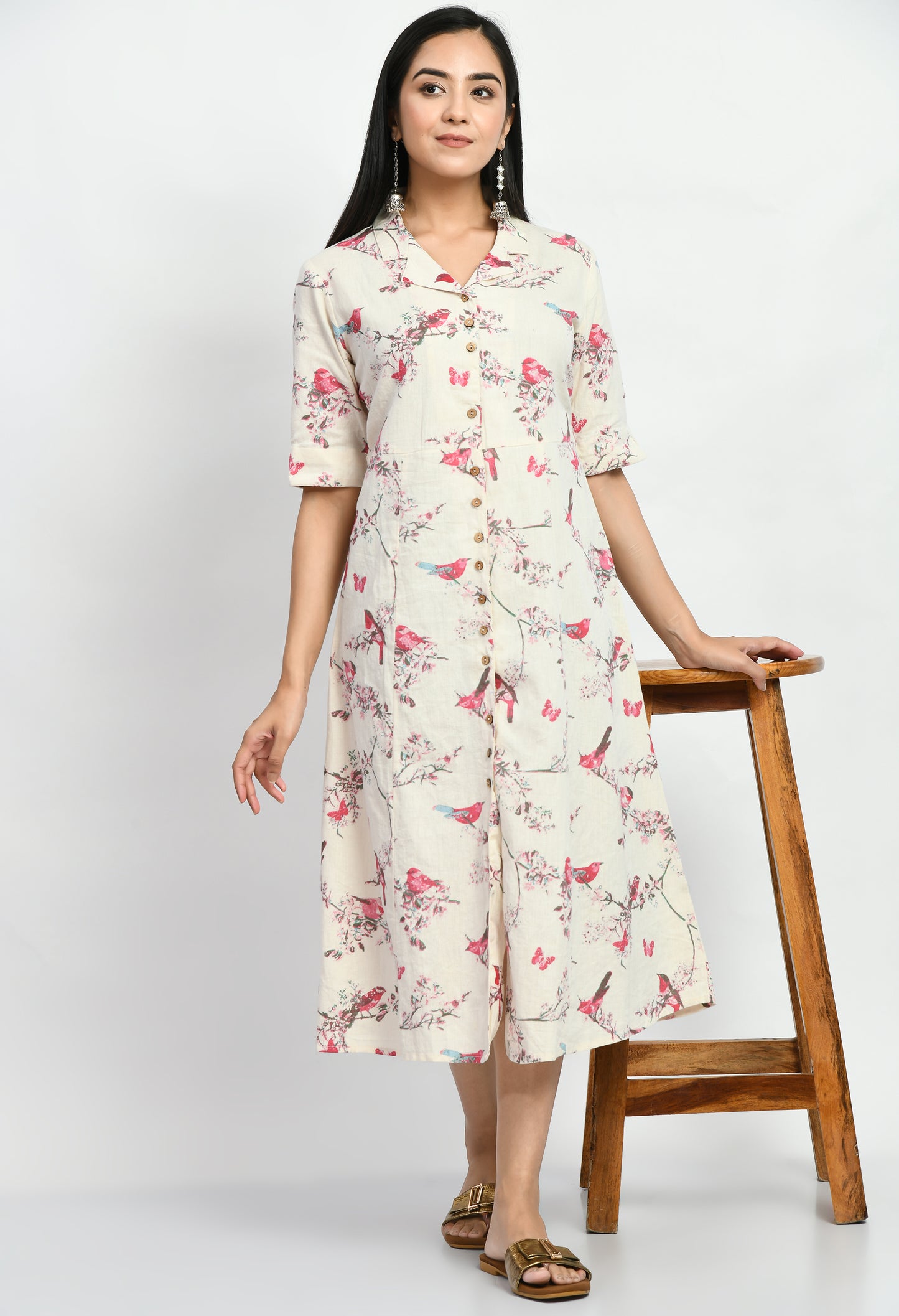 MAURYA Women’s Classic Cotton Blend A-Line Dress for Everyday Wear