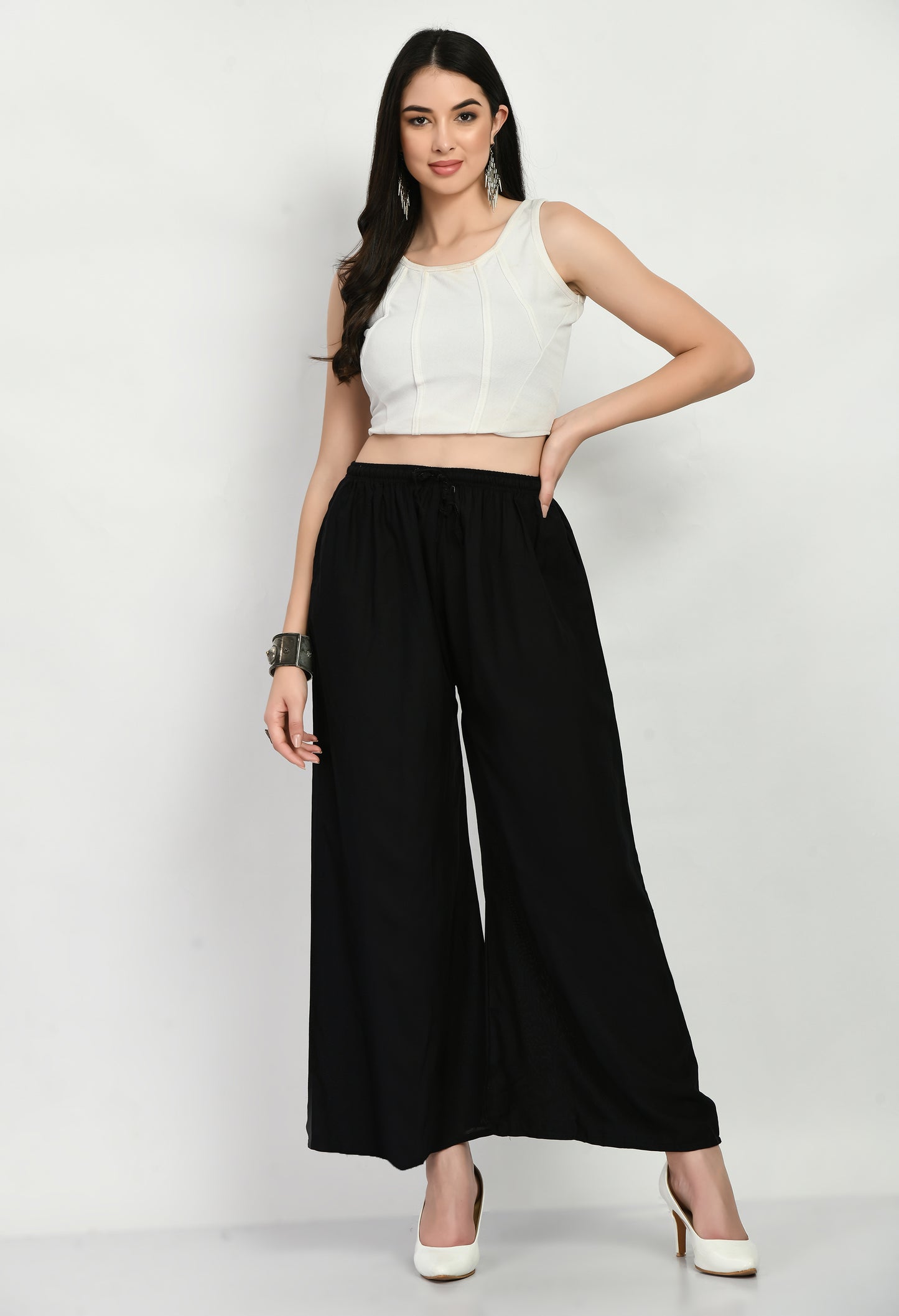 MAURYA Women Solid Rayon Palazzo with Elastic Waist