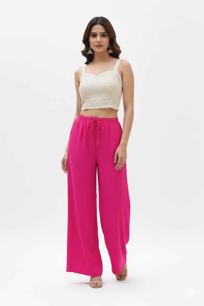 MAURYA Women Solid Rayon Palazzo with Elastic Waist