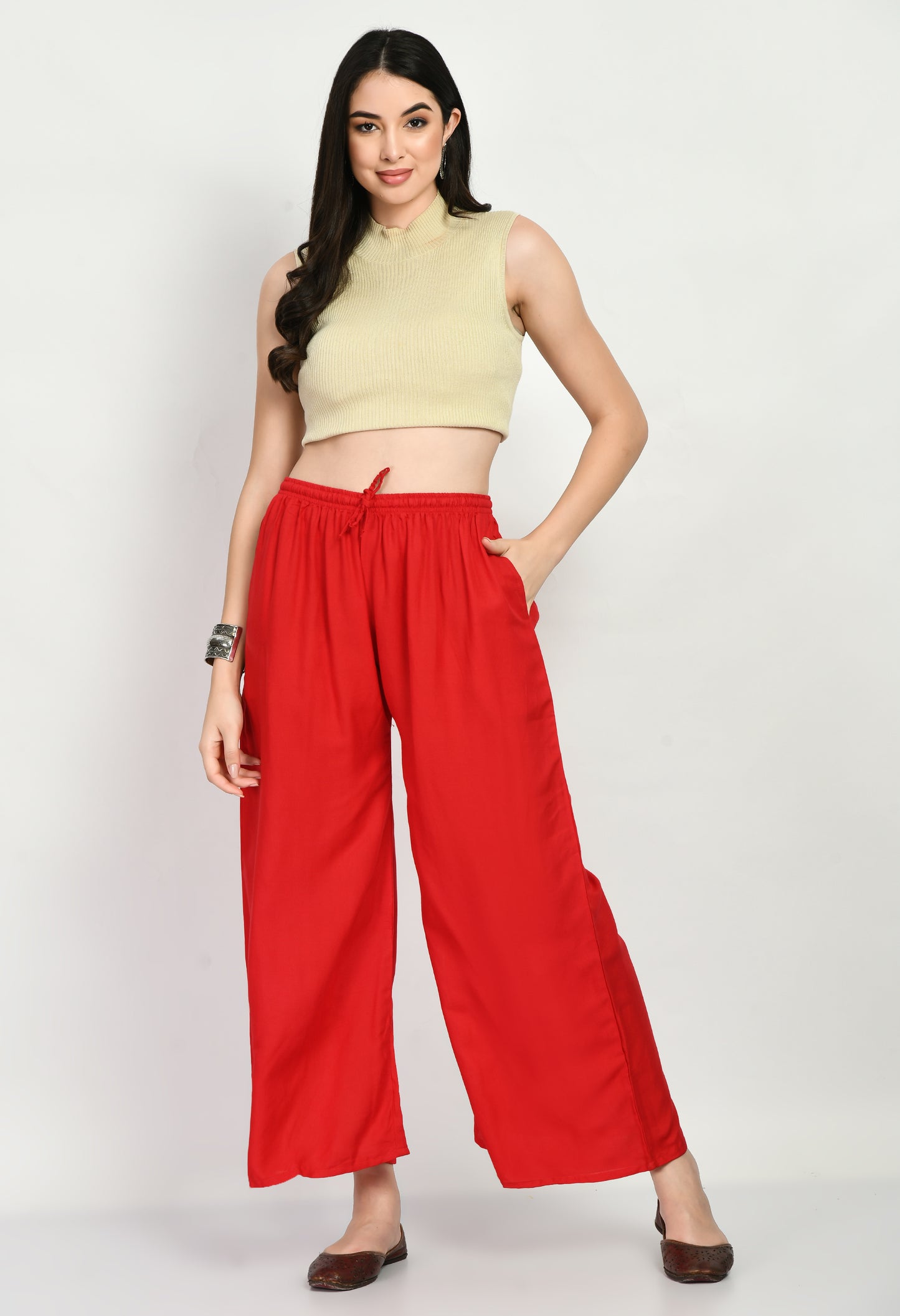MAURYA Women Solid Rayon Palazzo with Elastic Waist