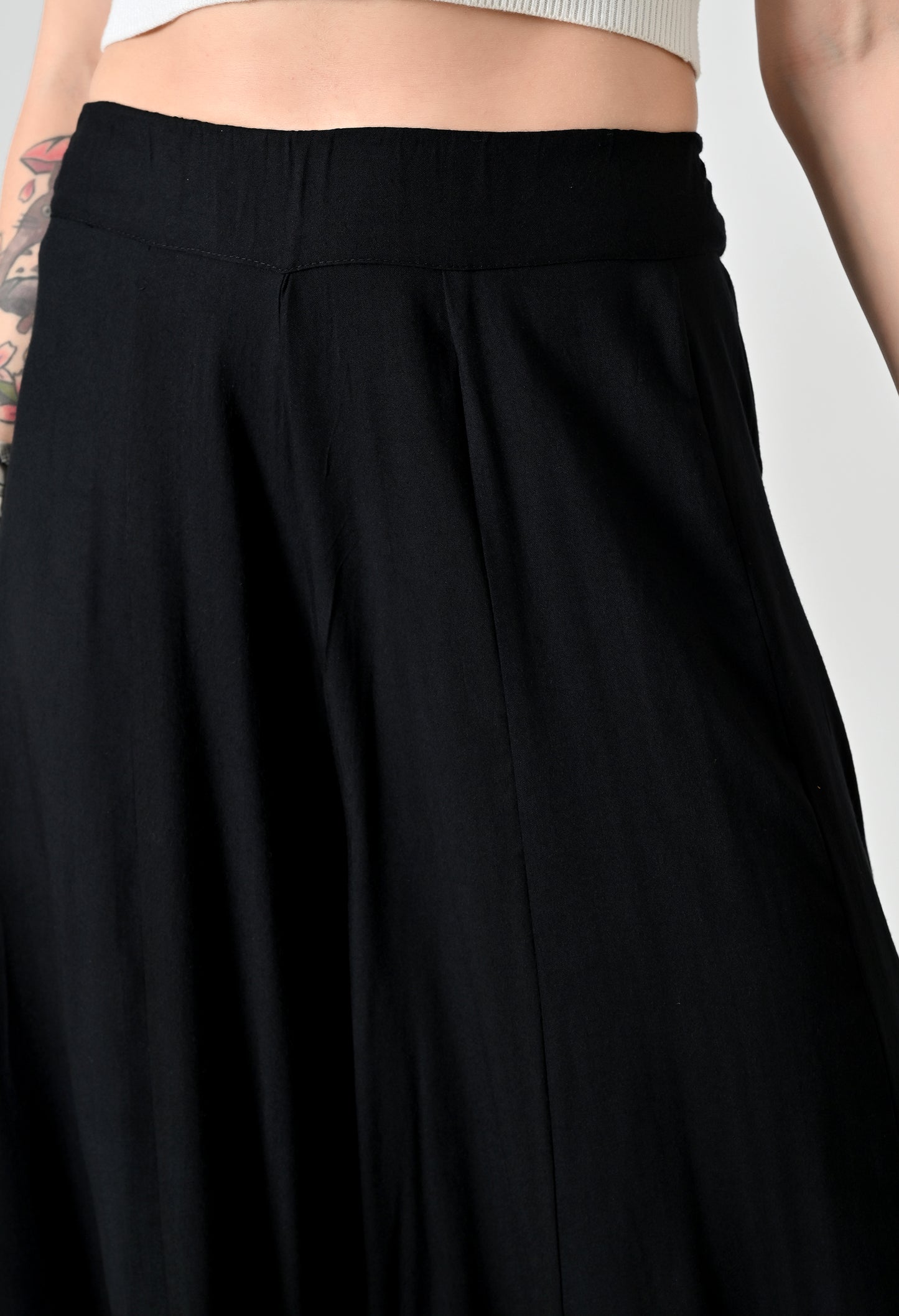 MAURYA Women Solid Rayon Palazzo with Elastic Waist & Lace Hem