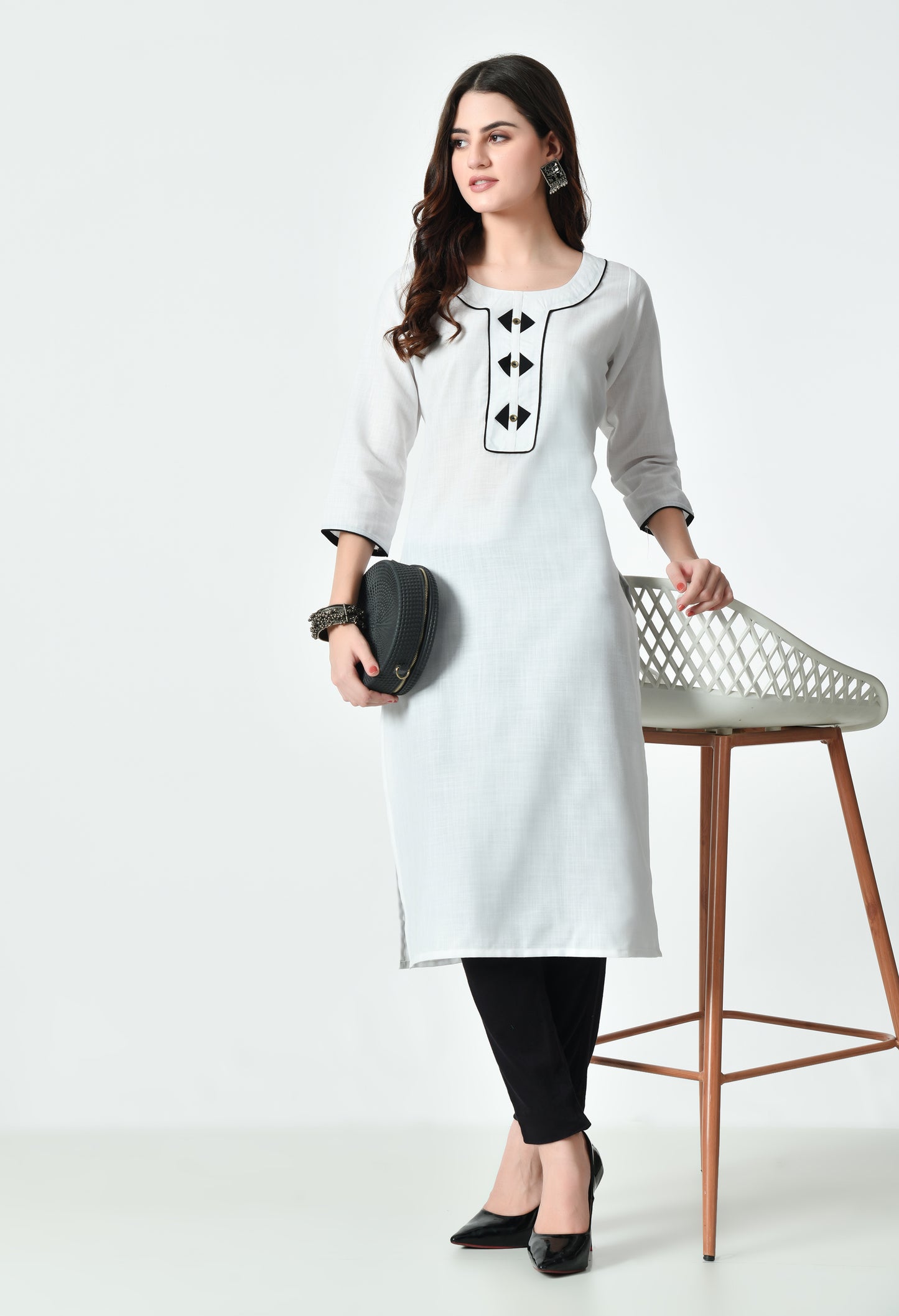 MAURYA Women's Cotton Blend Stylish Yoke Kurti