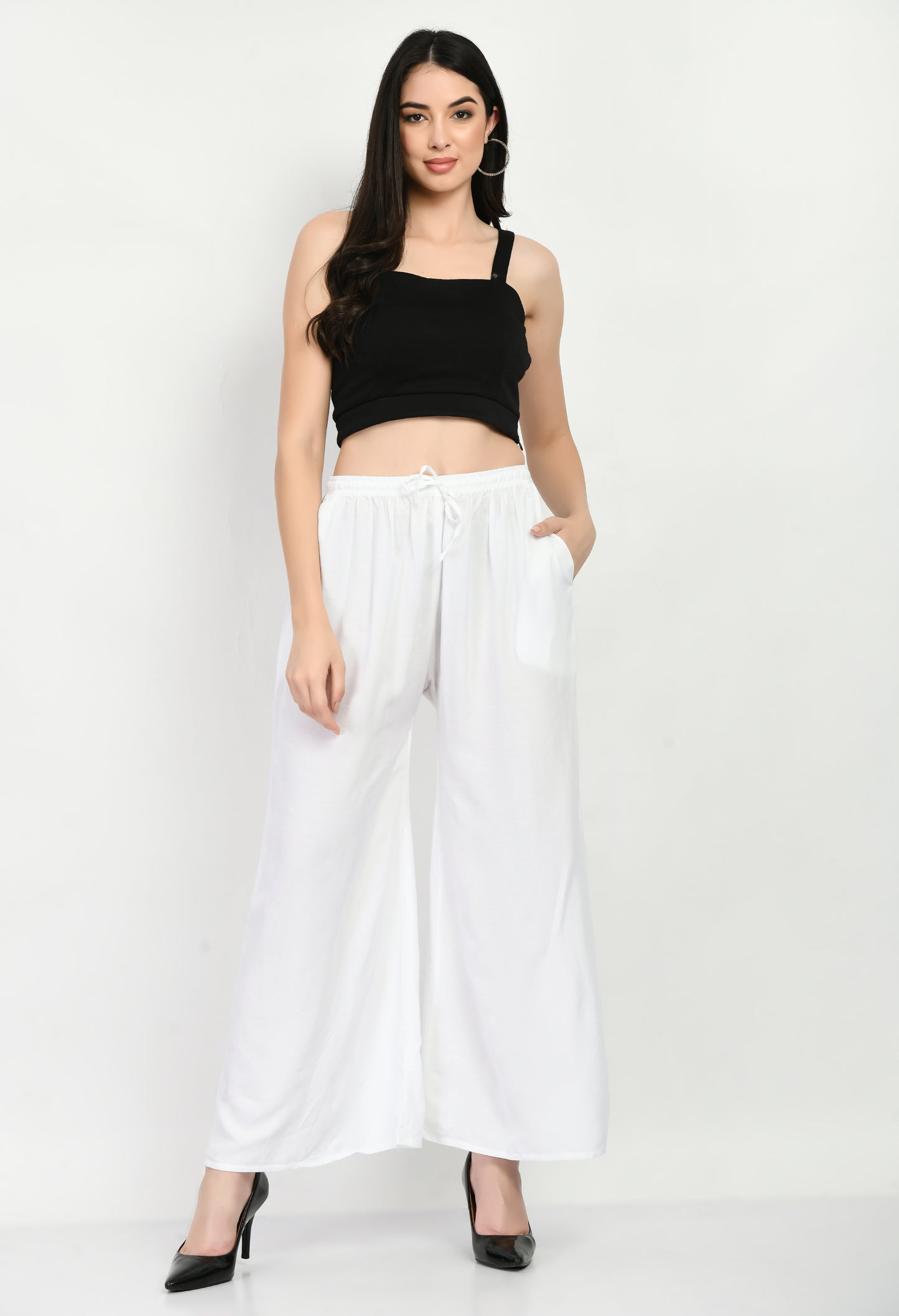 MAURYA Women Solid Rayon Palazzo with Elastic Waist