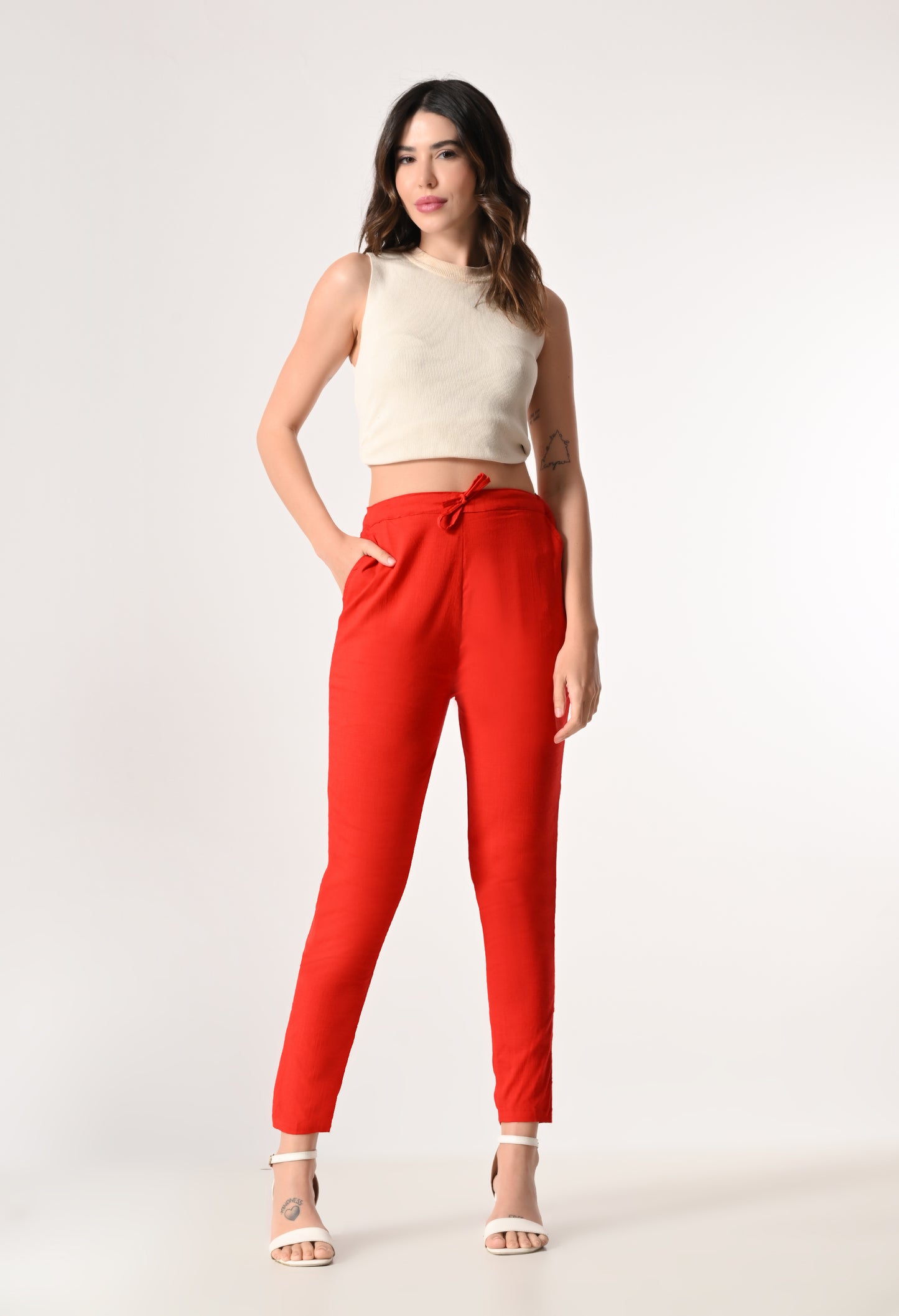 MAURYA Women’s Lycra Straight Fit Pants with Drawstring Waist