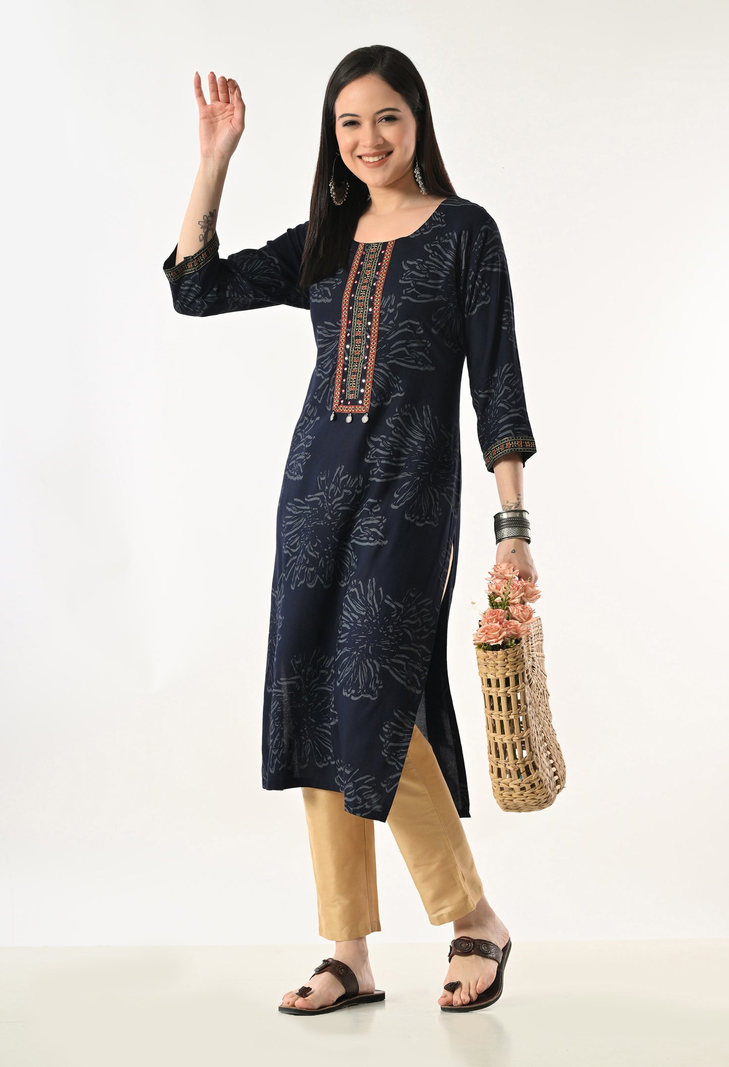 MAURYA Women's Rayon Floral Print Kurti