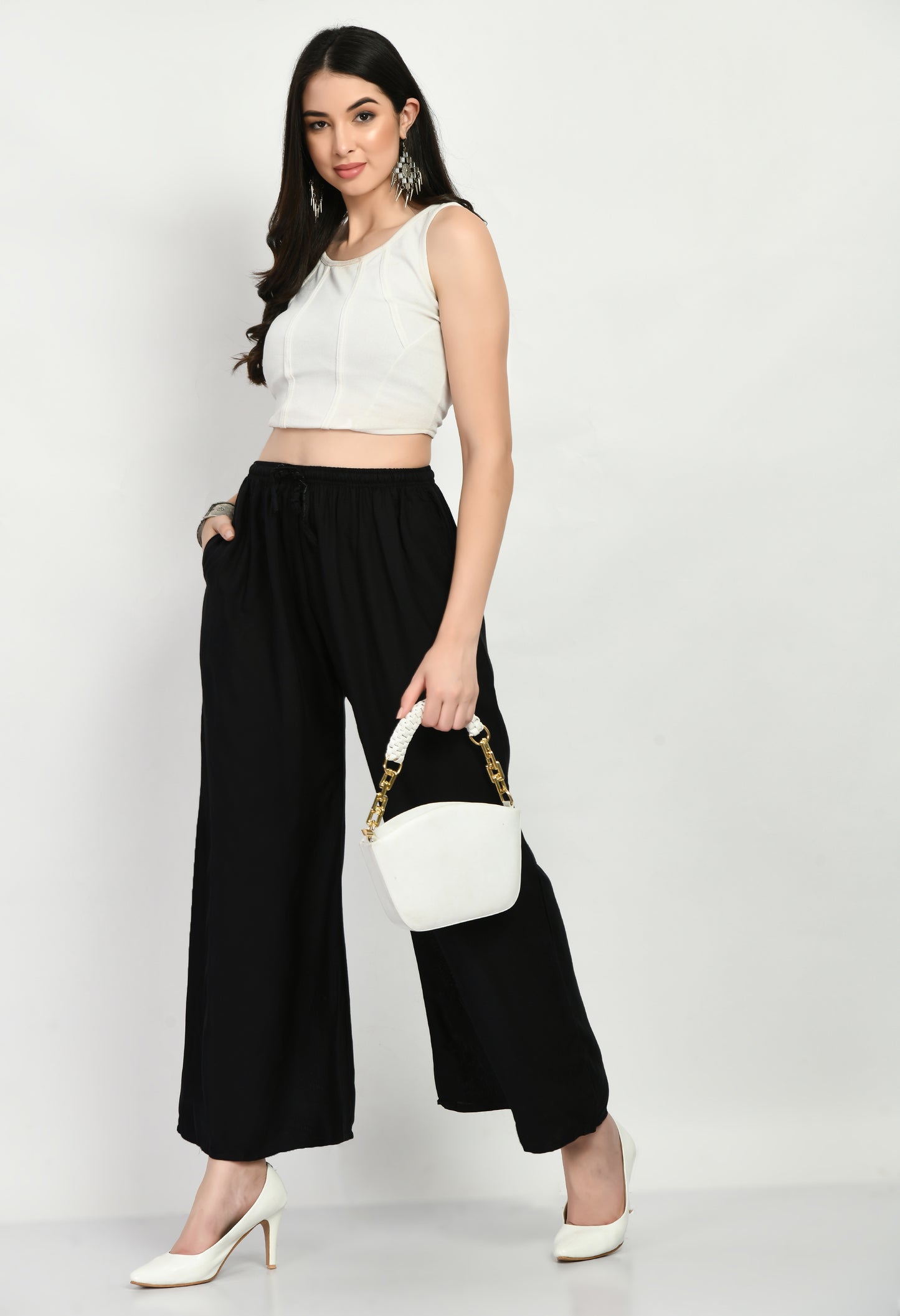 MAURYA Women Solid Rayon Palazzo with Elastic Waist