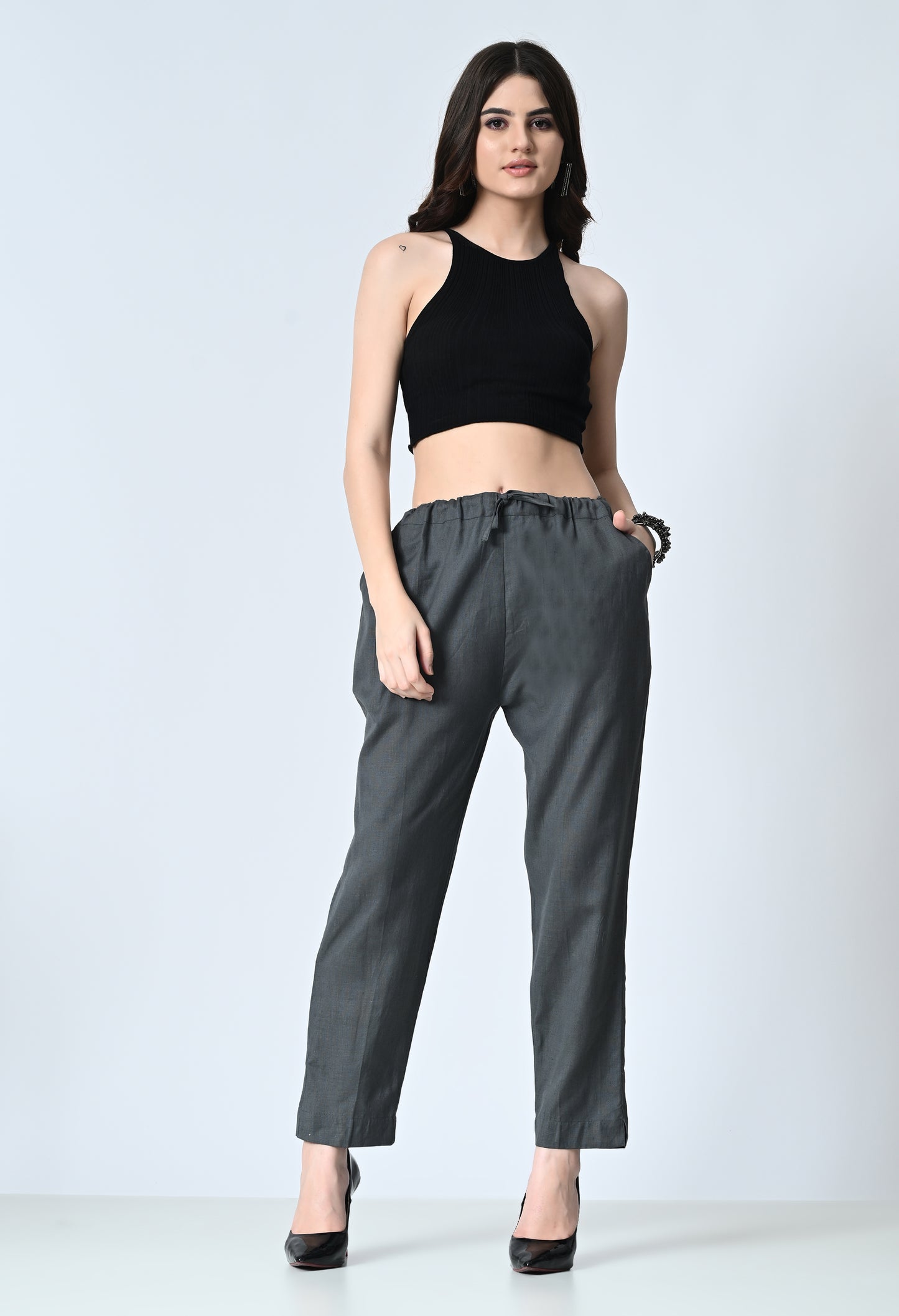 MAURYA Women’s Cotton Straight Fit Pants with Side Pockets