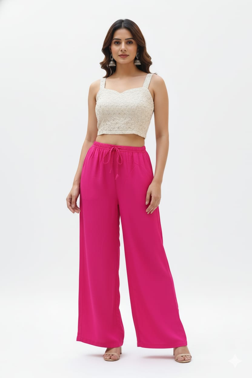 MAURYA Women Solid Rayon Palazzo with Elastic Waist