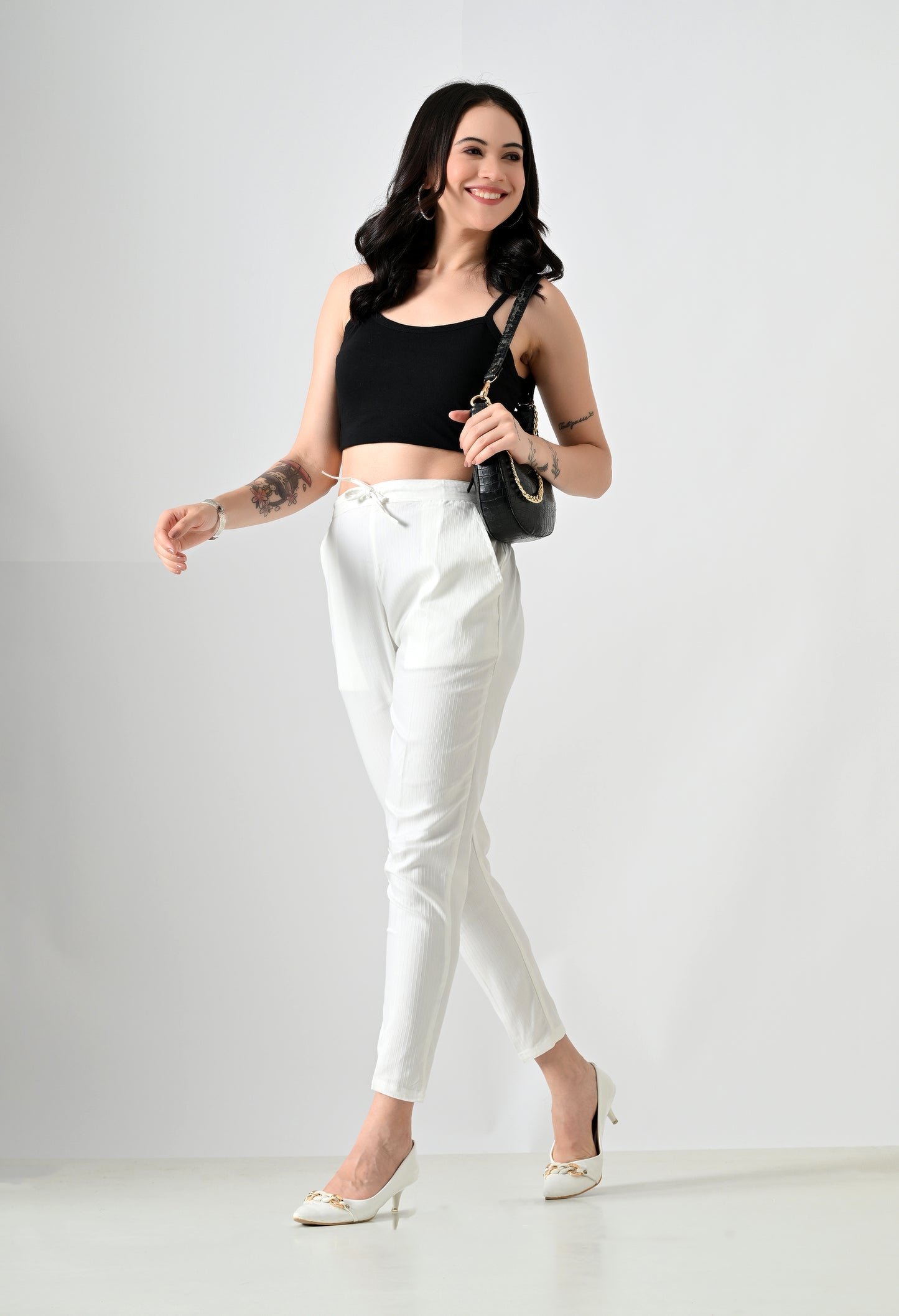 MAURYA Women’s Lycra Straight Fit Pants with Drawstring Waist