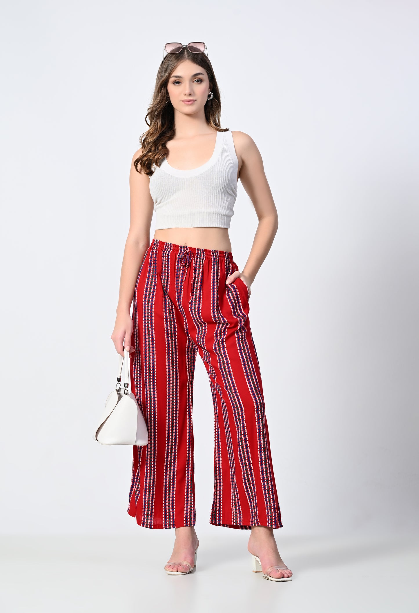 MAURYA Women Striped Rayon Palazzo with Elastic Waist
