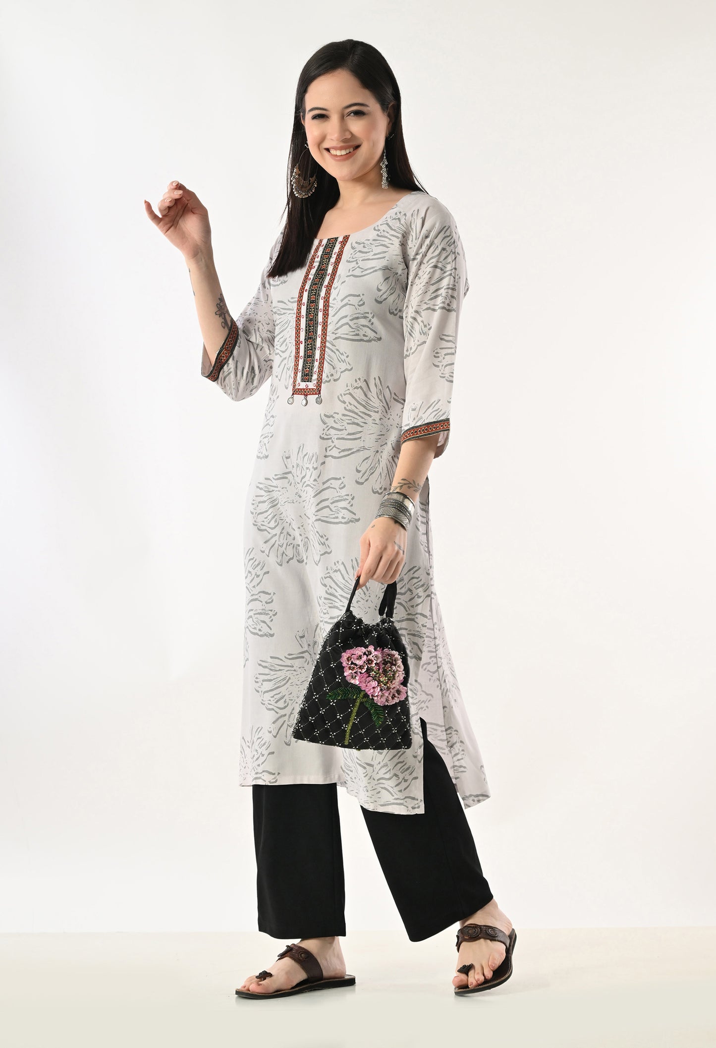 MAURYA Women's Rayon Floral Print Kurti