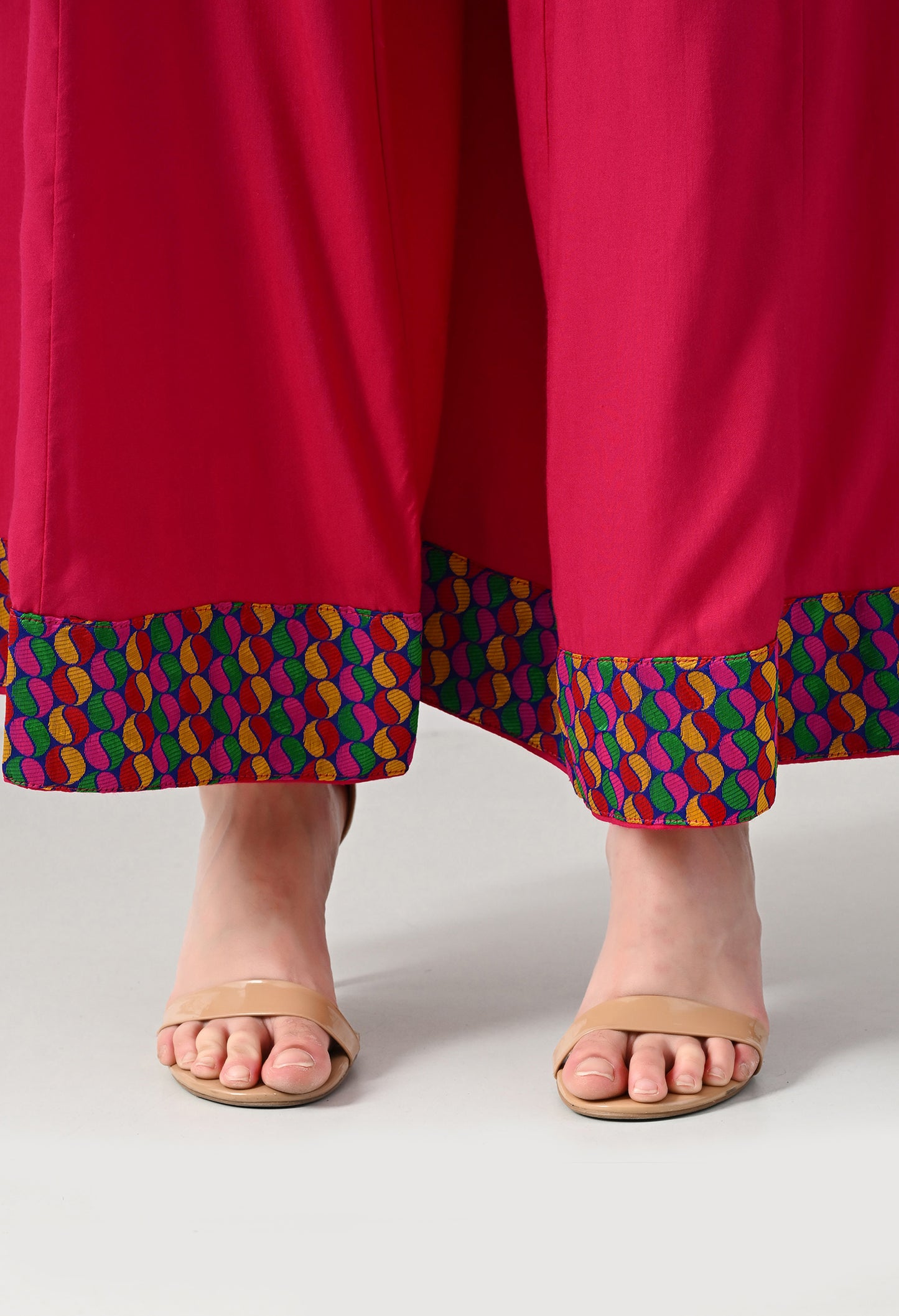 MAURYA Women Solid Rayon Palazzo with Elastic Waist & Lace Hem