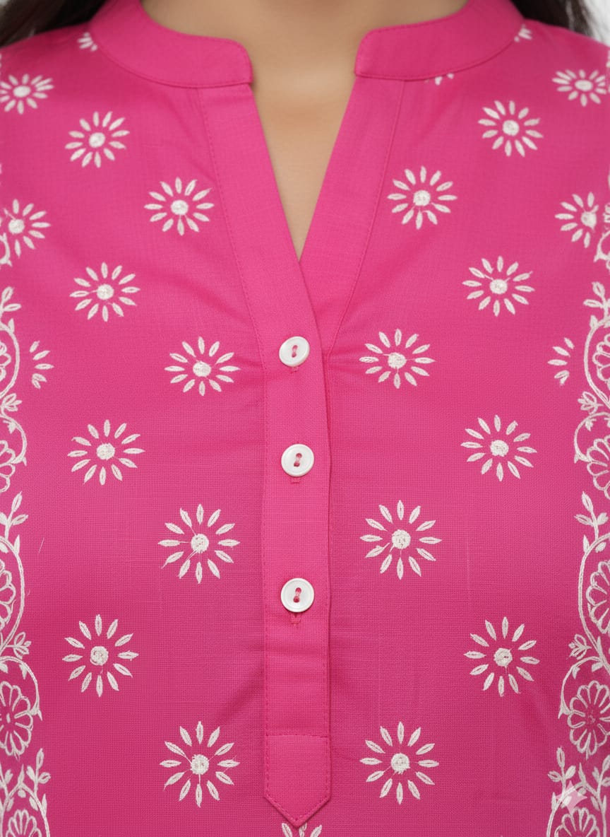 MAURYA Women's Cotton Blend Block Print Kurti